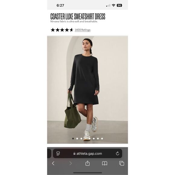 Athleta Dresses & Skirts - Athleta Coaster Luxe Sweatshirt Dress Tunic Black Sz Medium
